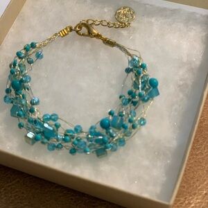 Turquoise Beaded Multi-Strand Bracelet - Unbranded